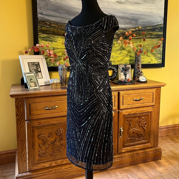 Wow! Adrianna Papell Sequin Cocktail Dress - Picture 2 of 8